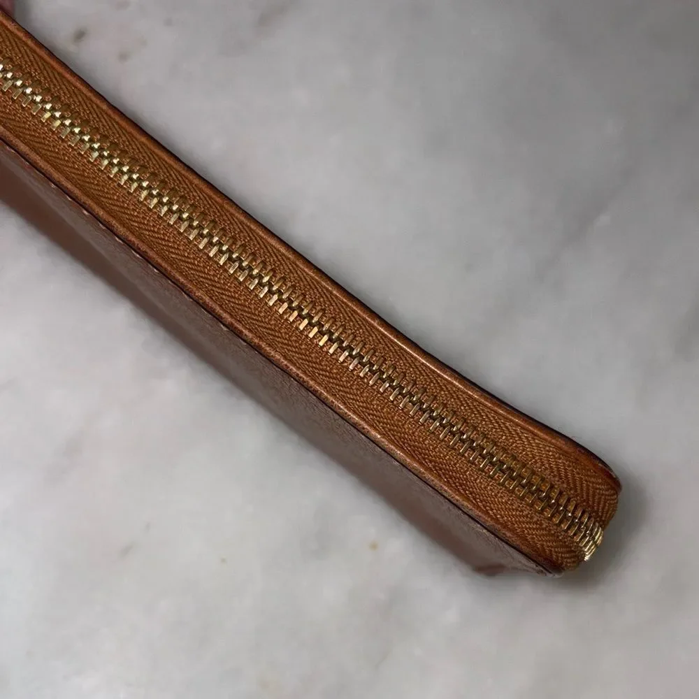 Michael Kors Wallet Jet Set Travel Continental Full Zip Brown Leather
